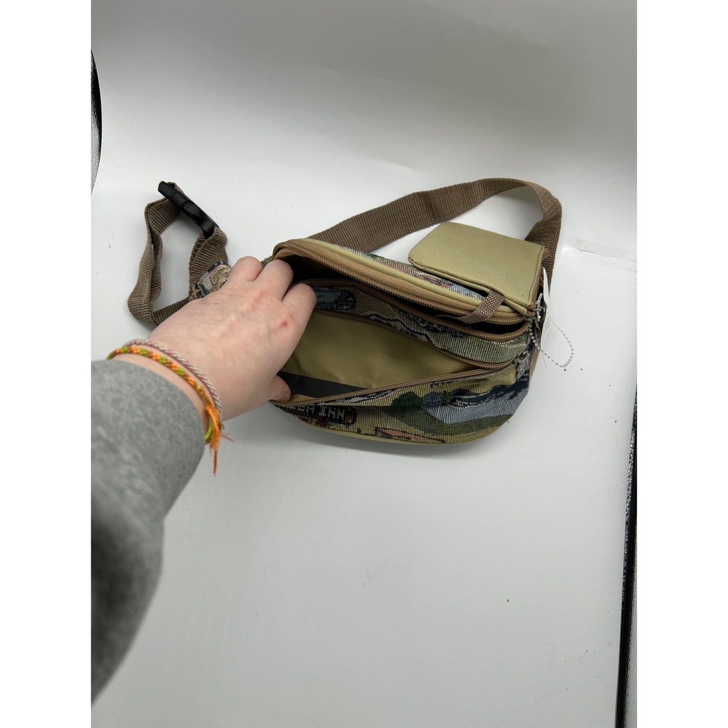 Vintage-Style Route 66 Tapestry Fanny Pack With Adjustable Strap & Zipper Compartments #6647