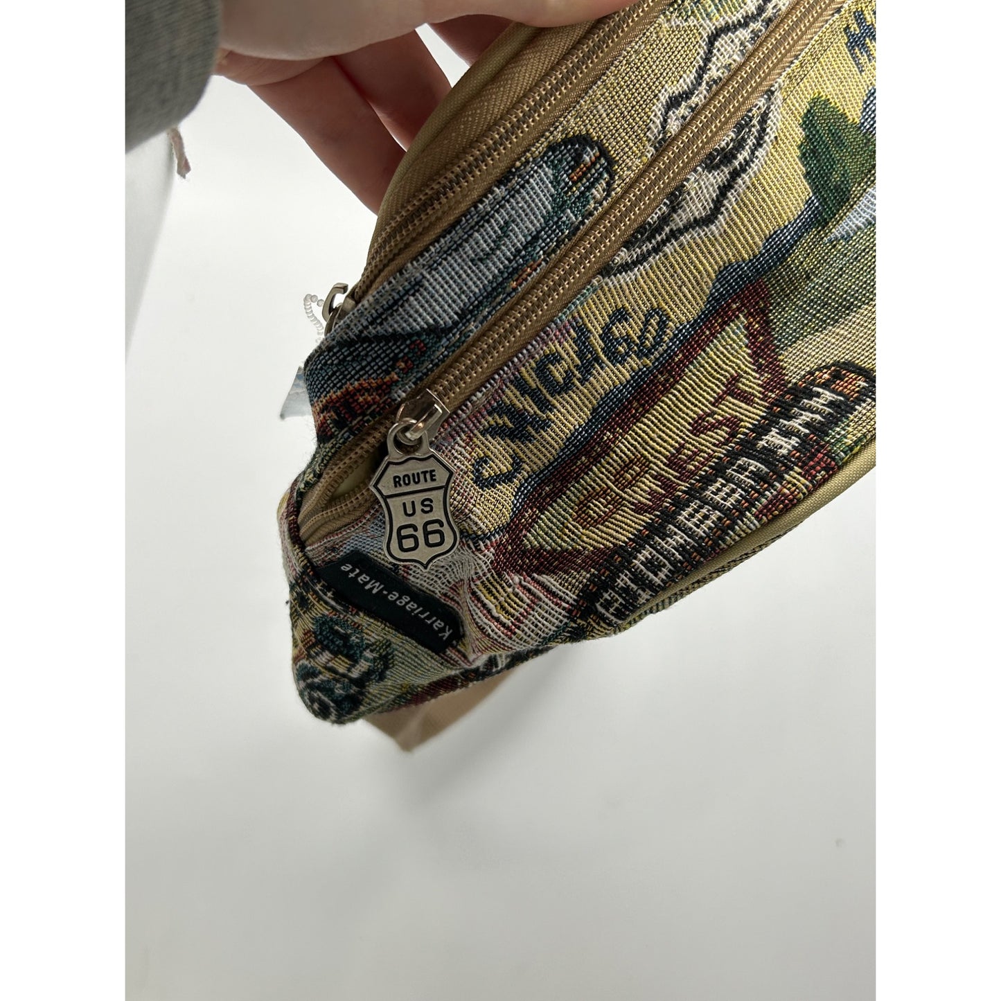 Vintage-Style Route 66 Tapestry Fanny Pack With Adjustable Strap & Zipper Compartments #6647