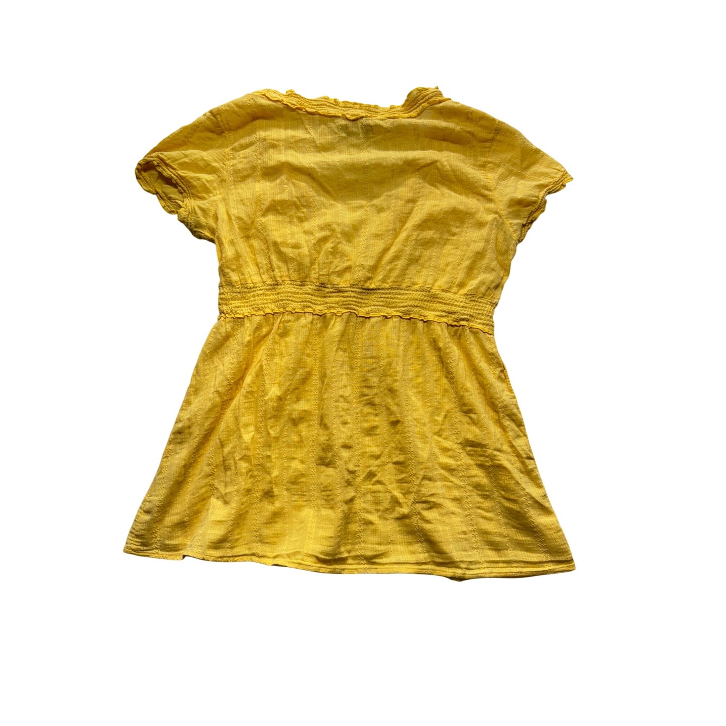 Yellow Short-Sleeve V-Neck Top Med By SO Wear It Declare It 100% Cotton #7763