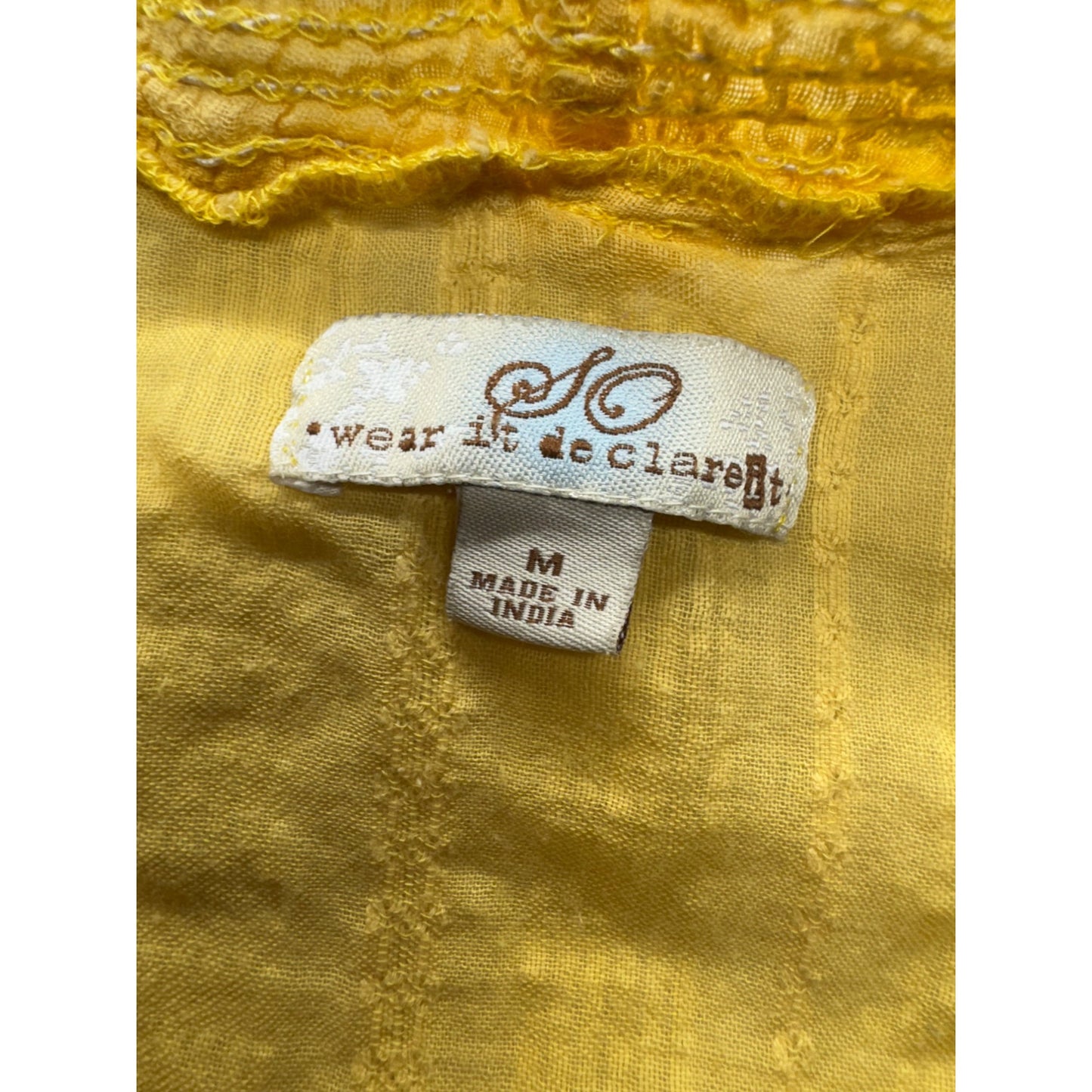 Yellow Short-Sleeve V-Neck Top Med By SO Wear It Declare It 100% Cotton #7763