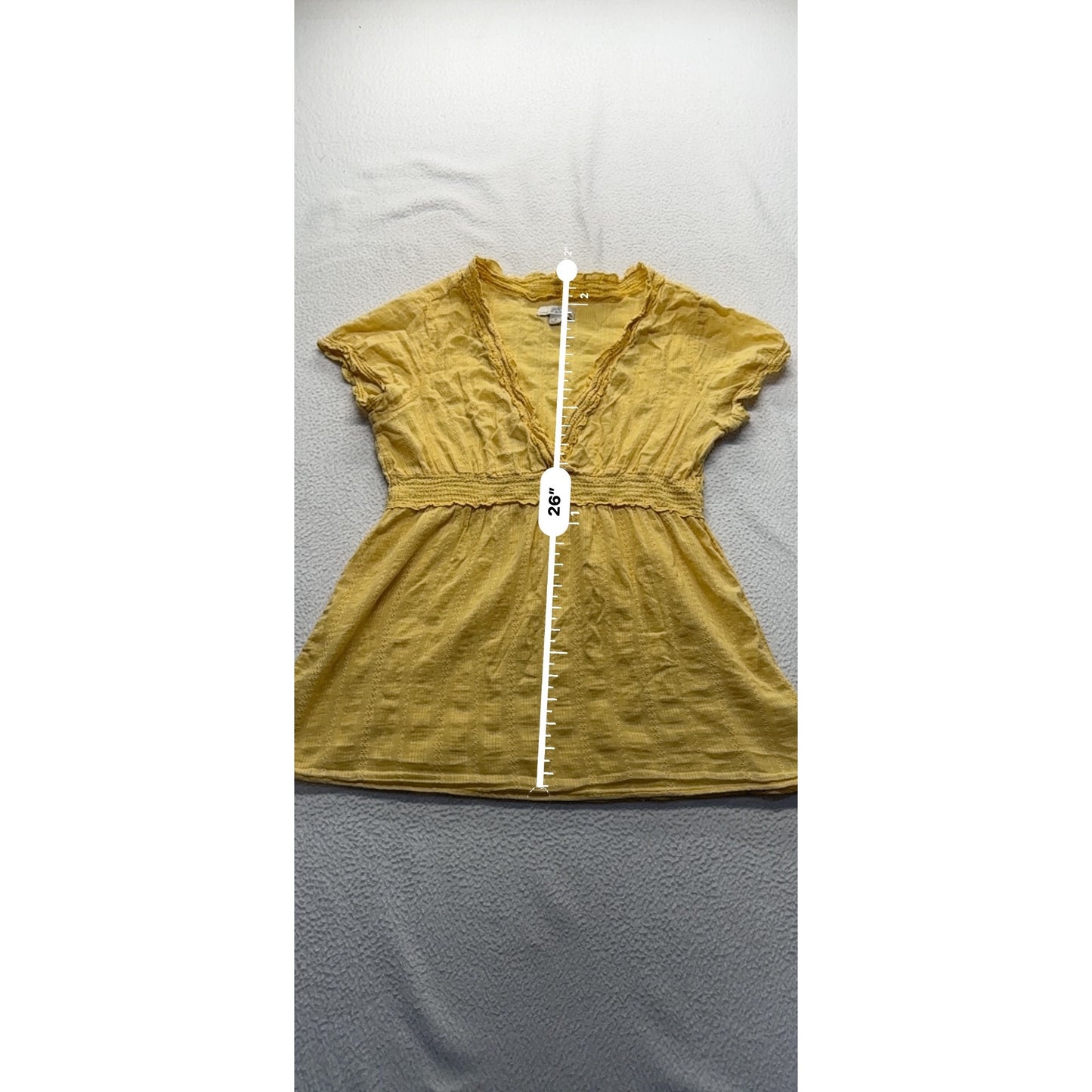 Yellow Short-Sleeve V-Neck Top Med By SO Wear It Declare It 100% Cotton #7763
