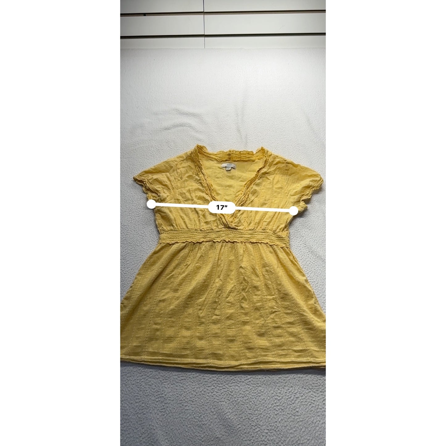 Yellow Short-Sleeve V-Neck Top Med By SO Wear It Declare It 100% Cotton #7763