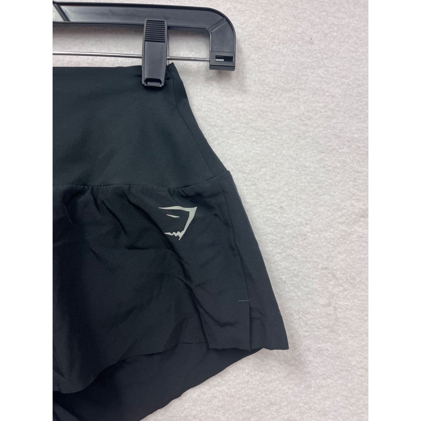 Gymshark Womens XXS Black 2-In-1 Workout Shorts With Logo Print #6828