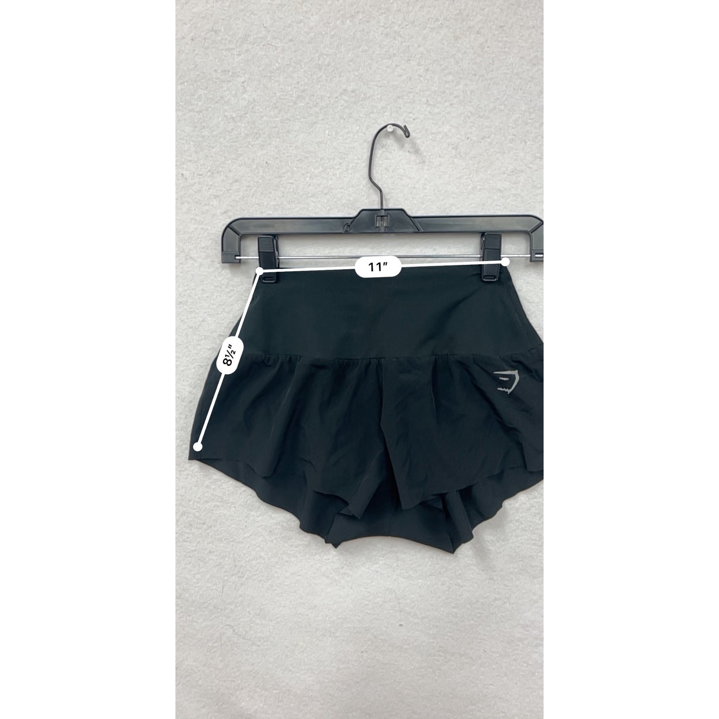 Gymshark Womens XXS Black 2-In-1 Workout Shorts With Logo Print #6828
