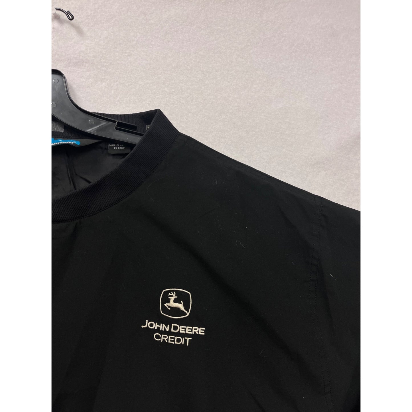 John Deere Credit Black Pullover Windbreaker Mens 2XL By Tri-Mountain #6530