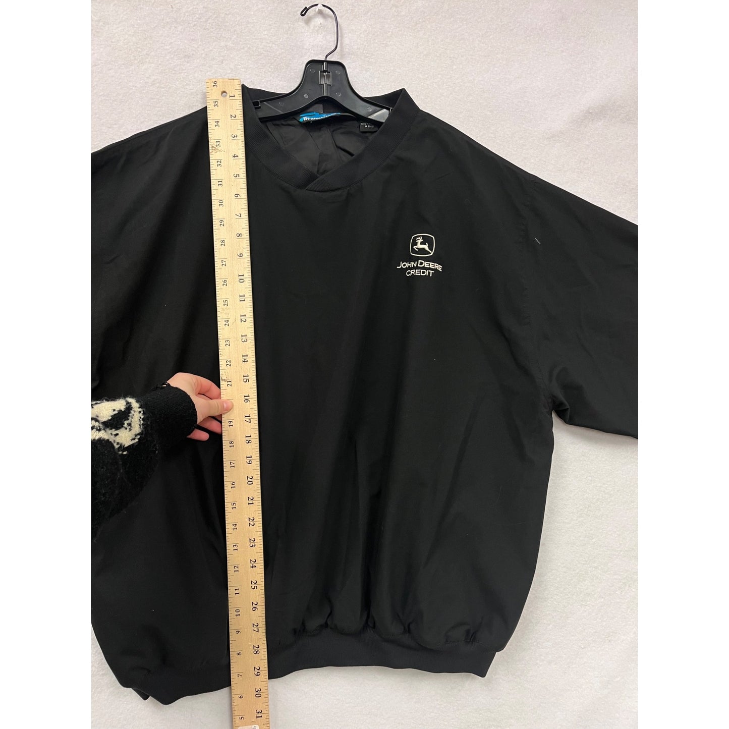 John Deere Credit Black Pullover Windbreaker Mens 2XL By Tri-Mountain #6530