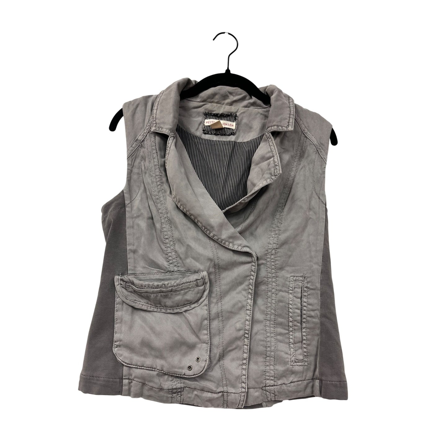 Peyton Jenson Womens Gray Sleeveless Utility Vest Small Lyocell Blend With Pockets #6736