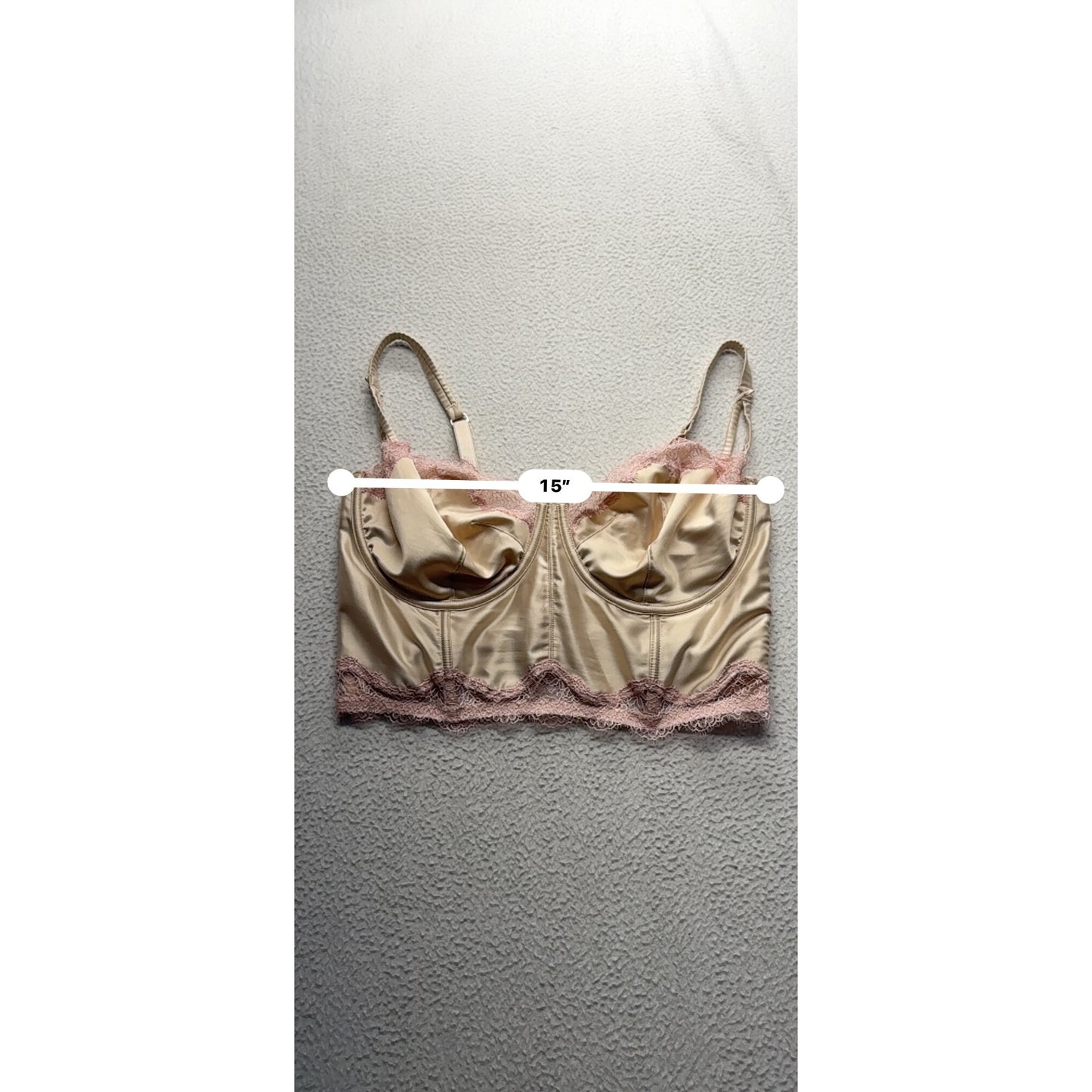 Victorias Secret 38DD/E Beige/Pink Satin Lace Balconette Bra #9032