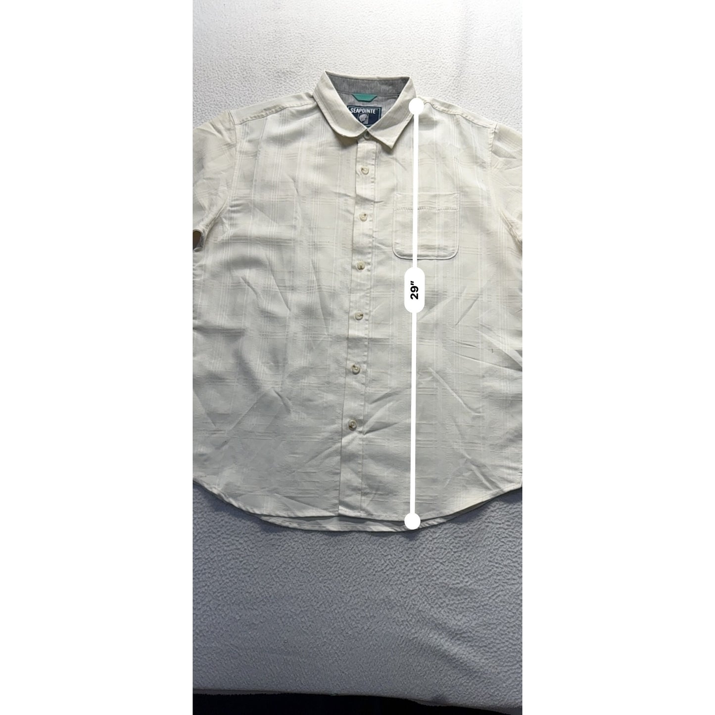 Seapointe Short Sleeve Beige Button-Up Shirt Size M #7999