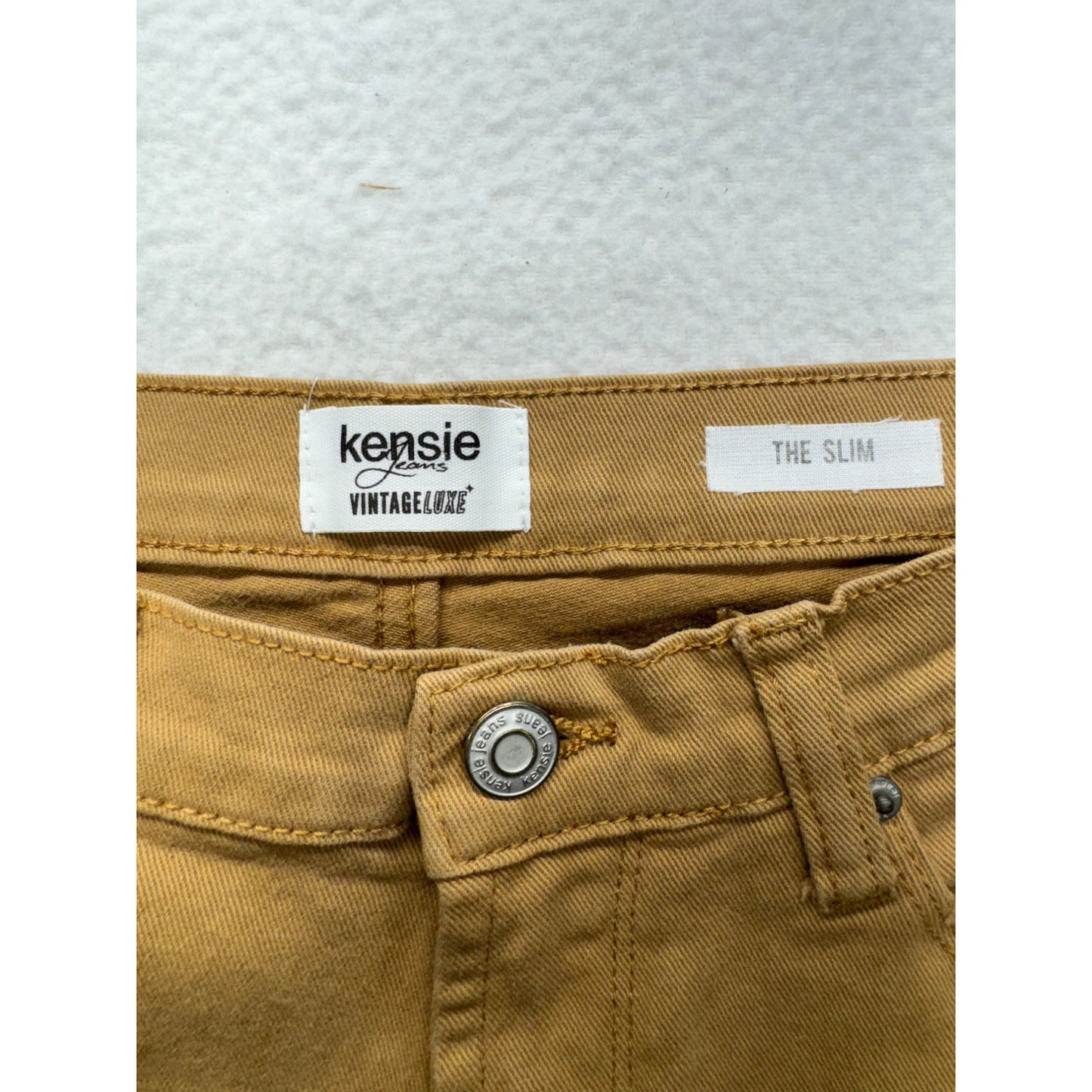 Kensie Vintage Luxe Slim Fit Brown Jeans With Frayed Hem 4/27 #7939