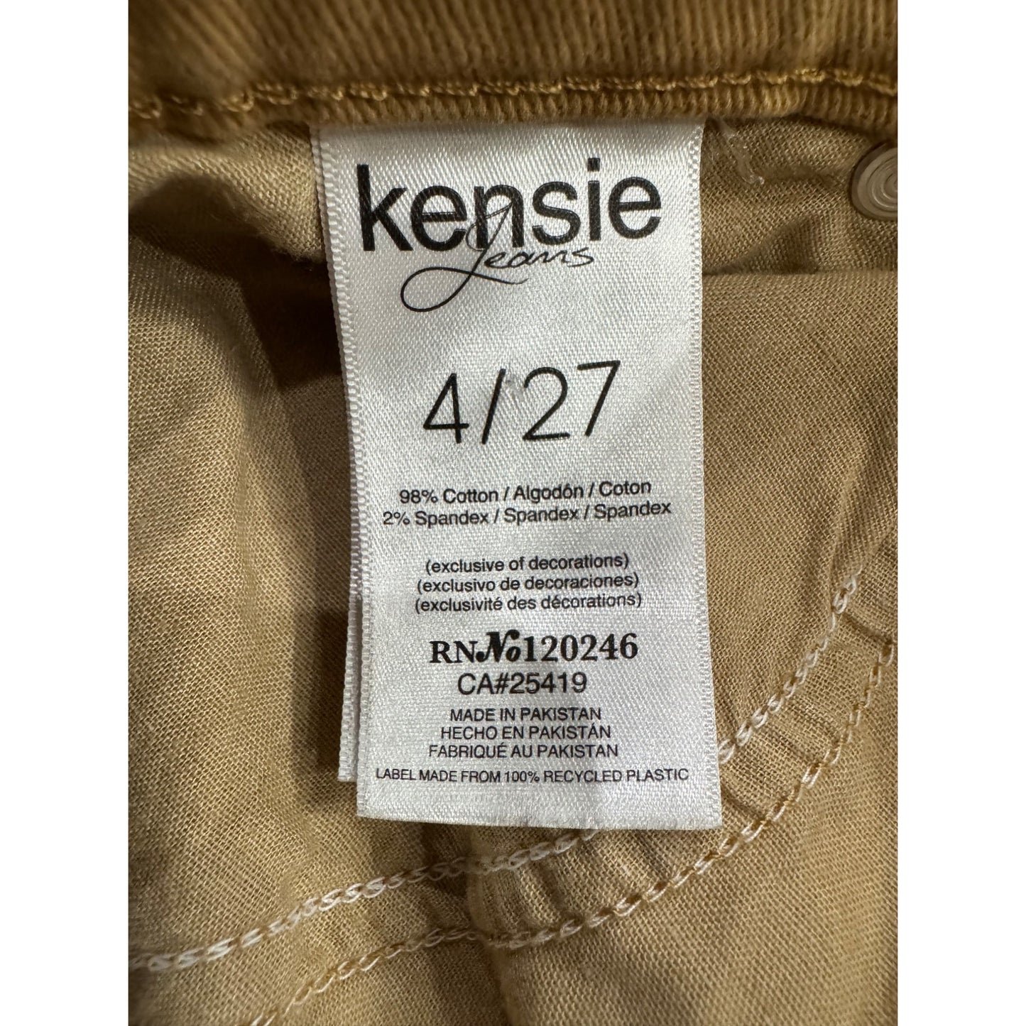Kensie Vintage Luxe Slim Fit Brown Jeans With Frayed Hem 4/27 #7939