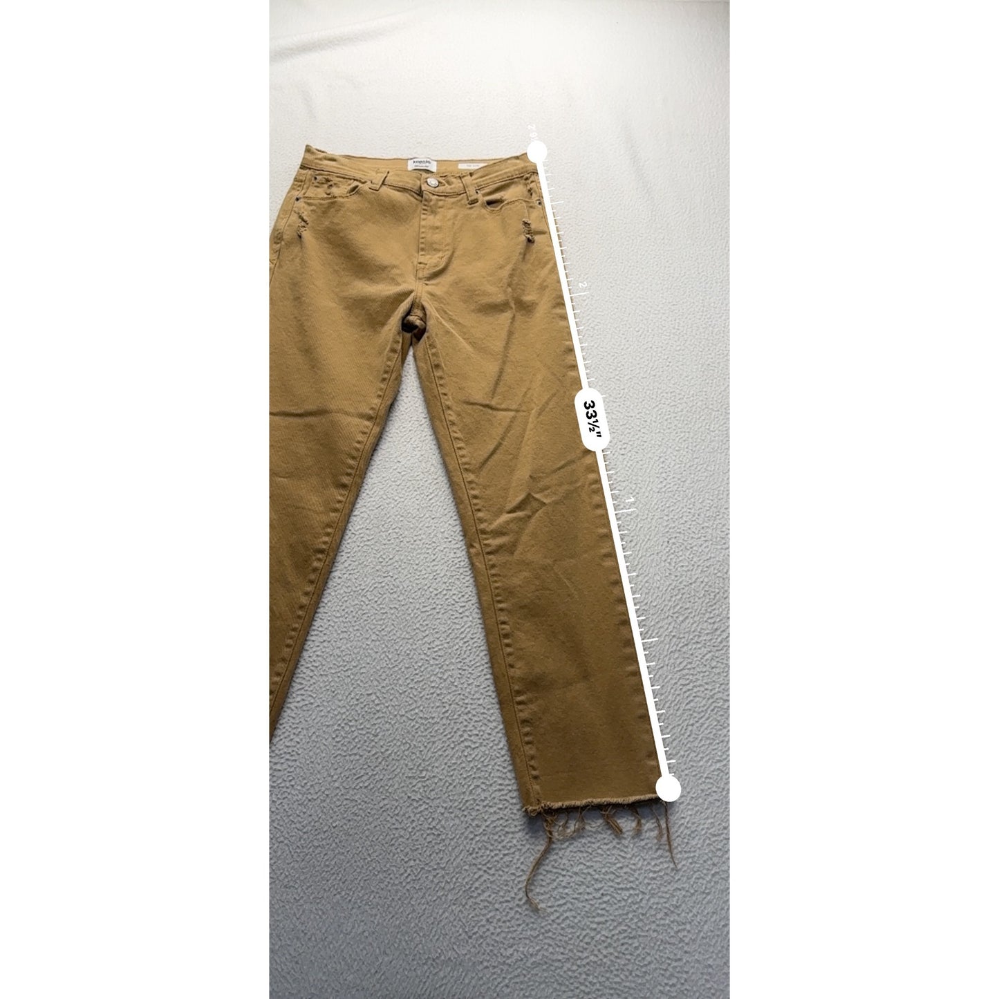 Kensie Vintage Luxe Slim Fit Brown Jeans With Frayed Hem 4/27 #7939