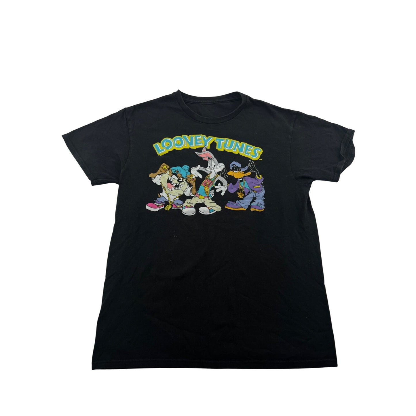 Looney Tunes Mens Black Graphic T-Shirt Medium 100% Cotton #6218