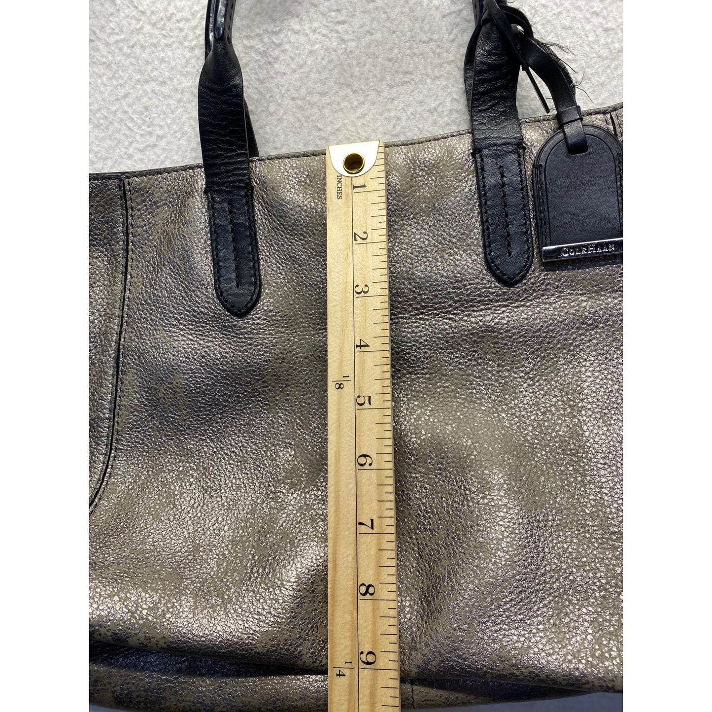 Cole Haan Metallic Pebbled Leather Shoulder Tote Bag #5962
