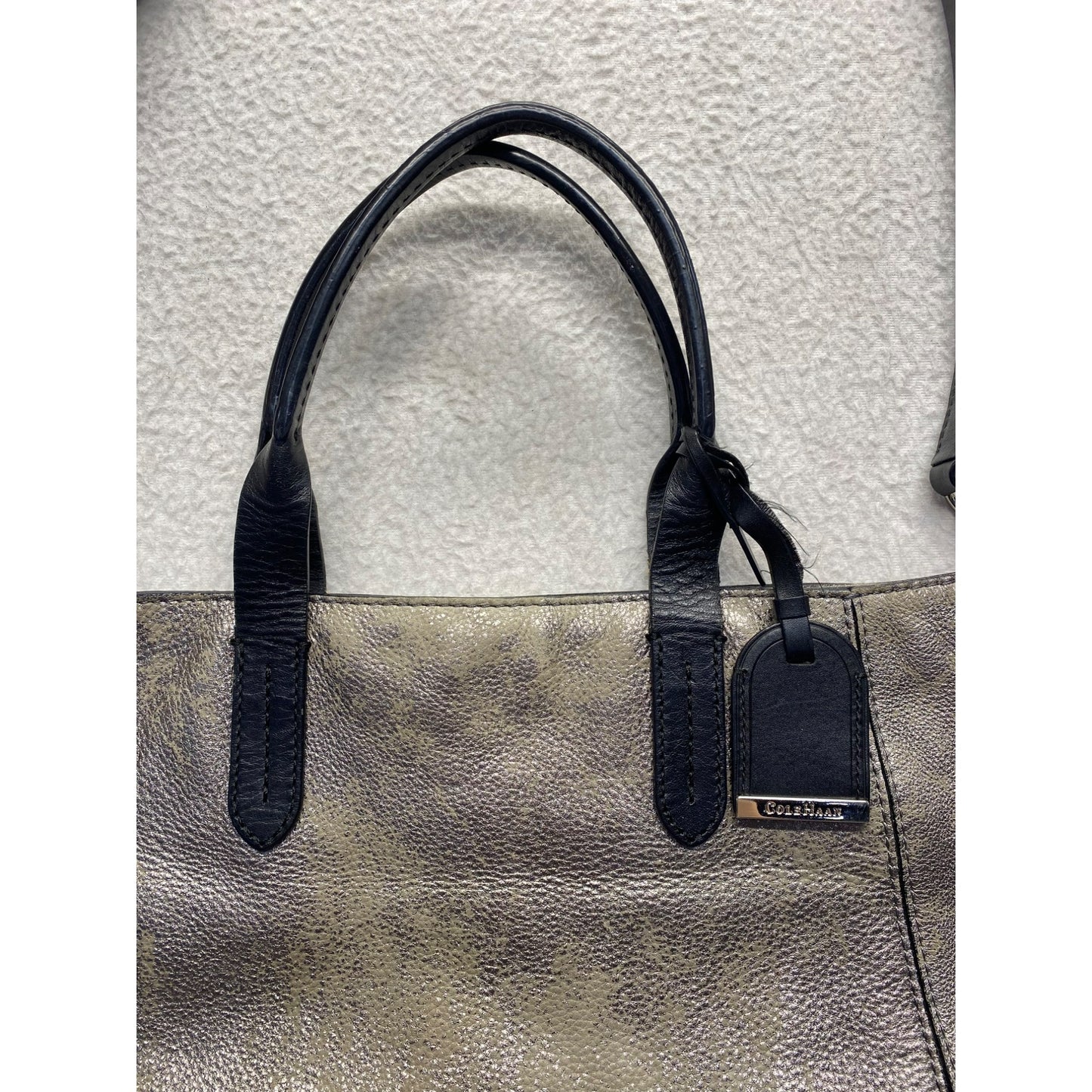 Cole Haan Metallic Pebbled Leather Shoulder Tote Bag #5962