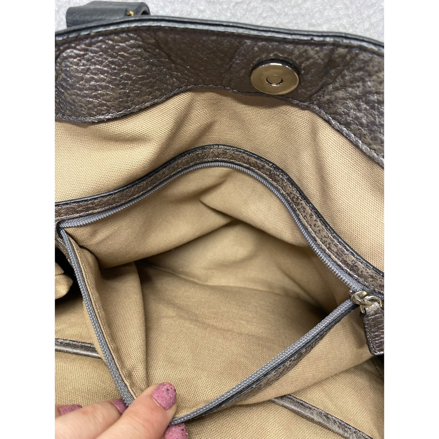 Cole Haan Metallic Pebbled Leather Shoulder Tote Bag #5962