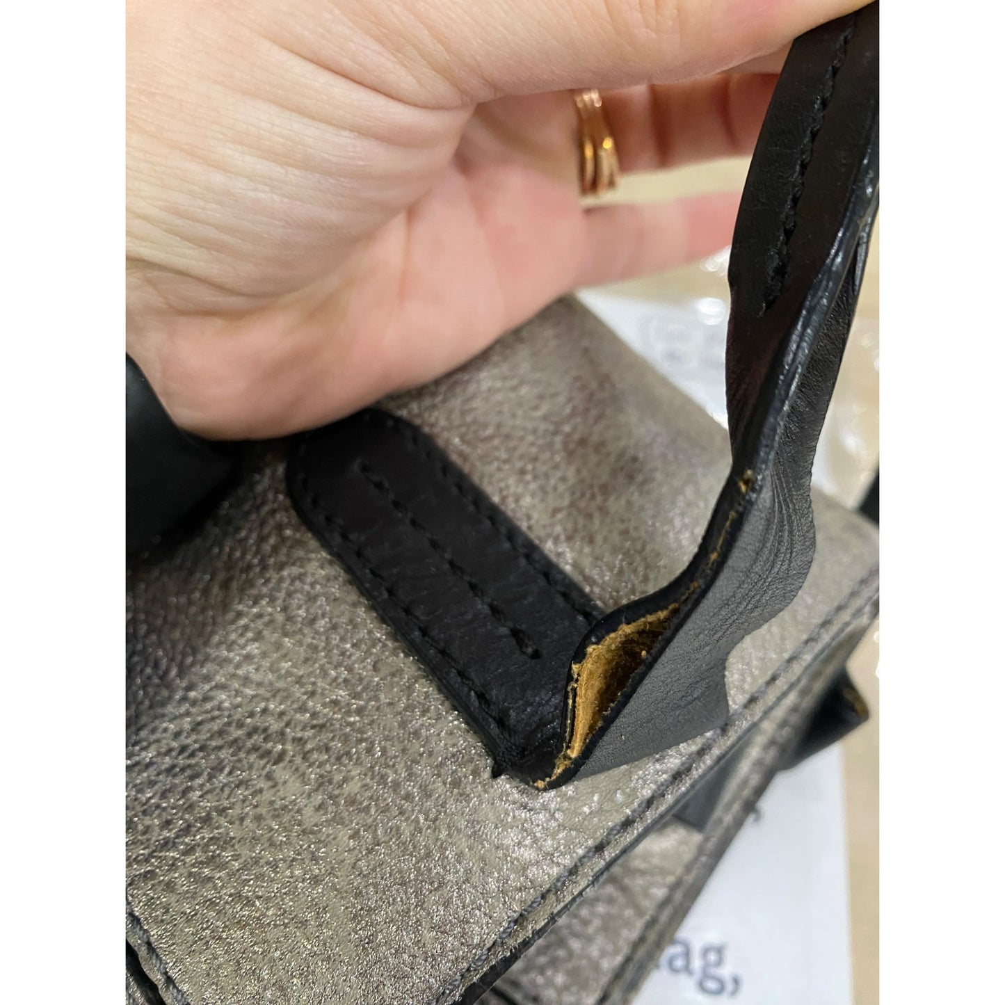 Cole Haan Metallic Pebbled Leather Shoulder Tote Bag #5962