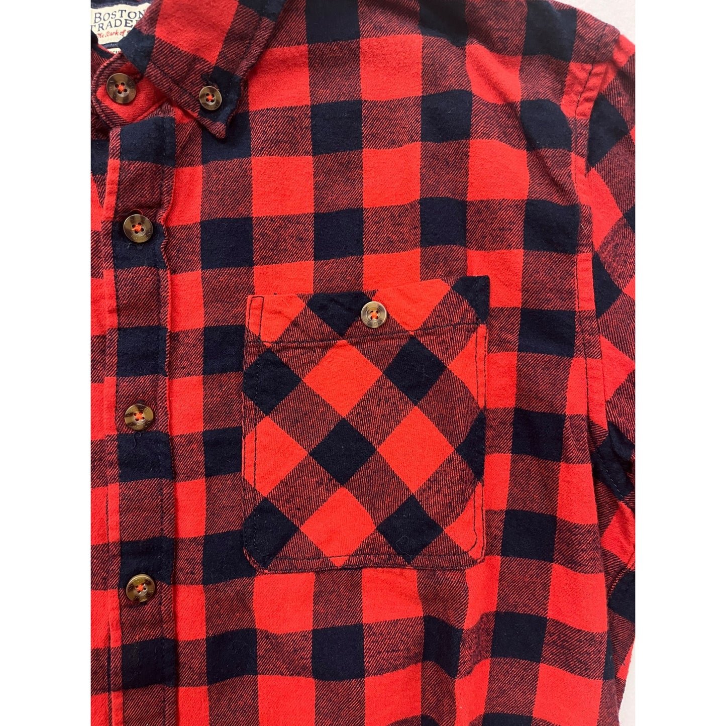 Men’s Boston Traders Red & Black Plaid Long Sleeve Flannel #2991