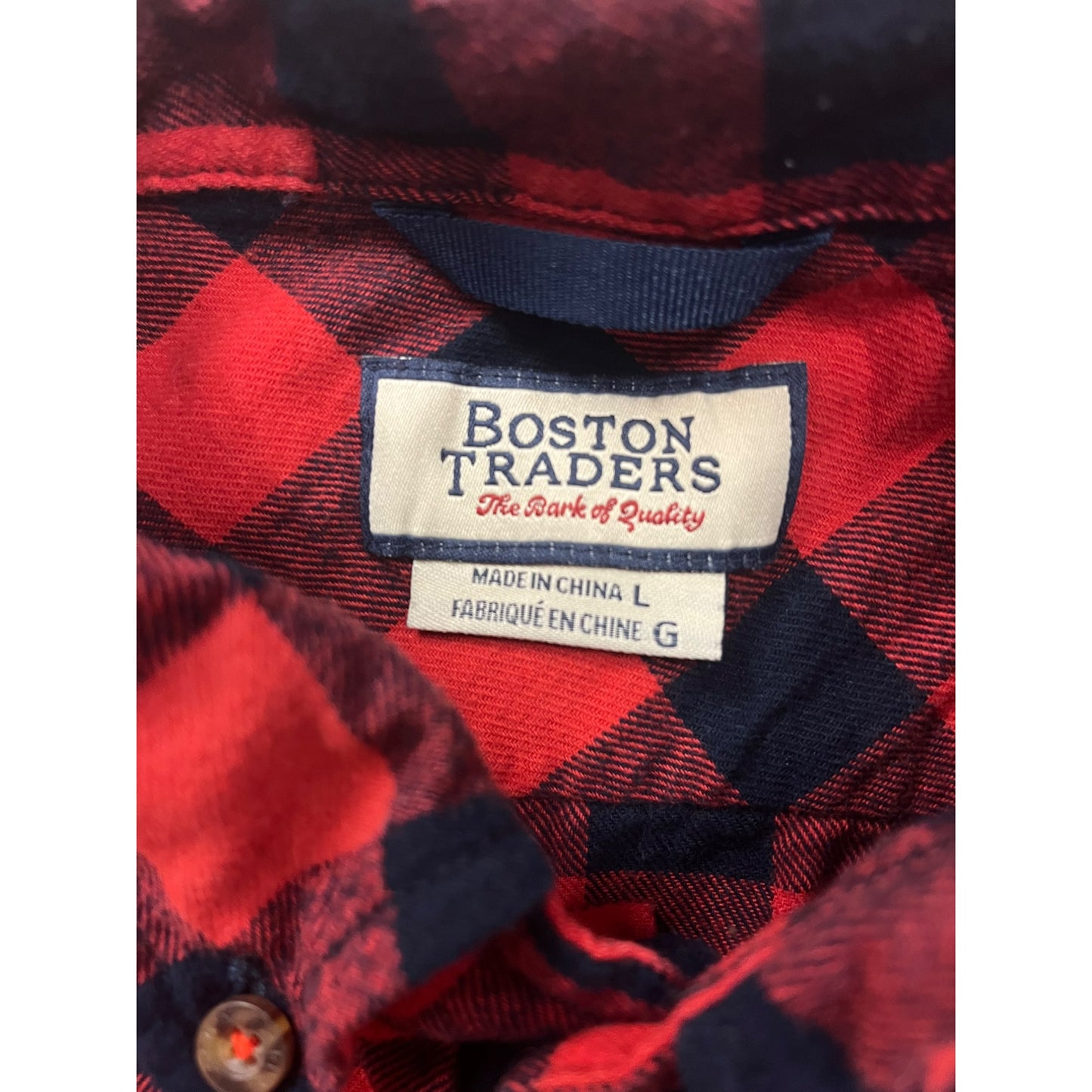 Men’s Boston Traders Red & Black Plaid Long Sleeve Flannel #2991