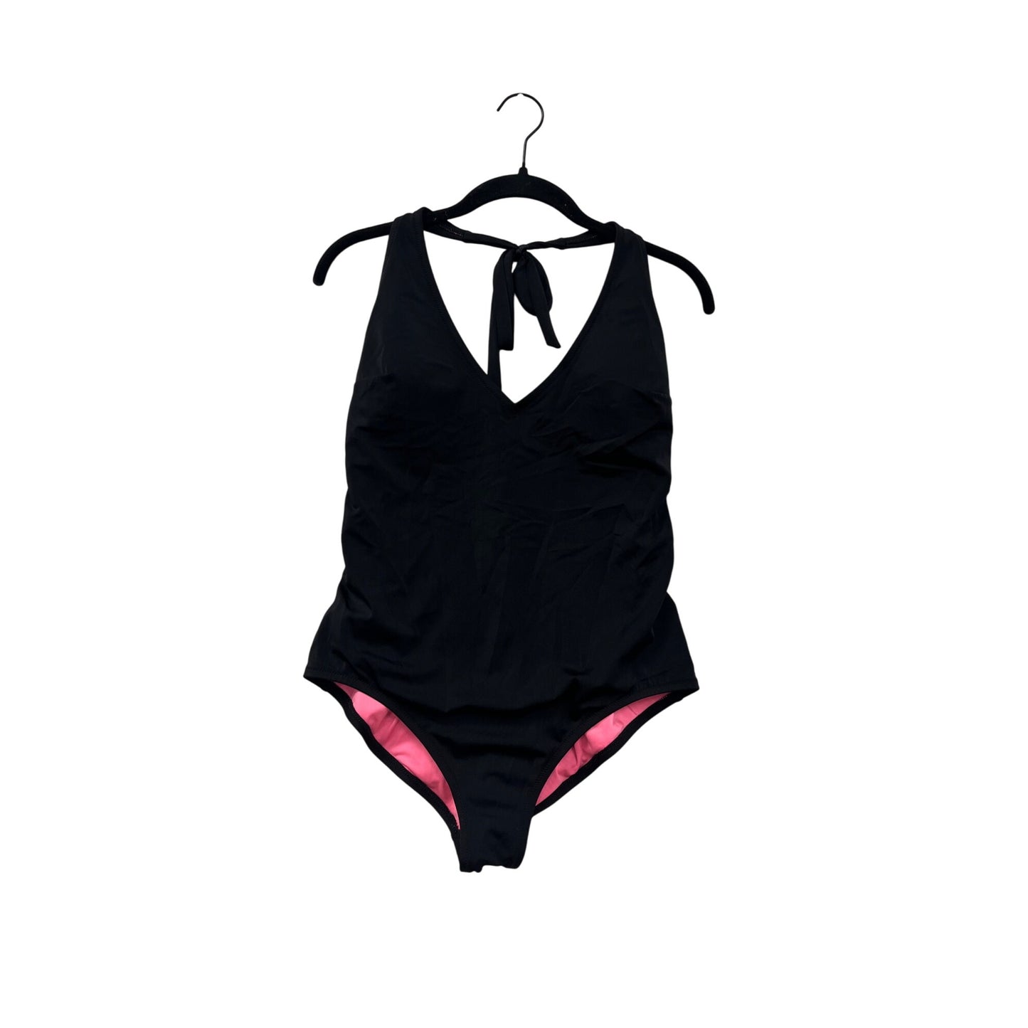 Black Halter One-Piece Swimsuit With Pink Lining Womens Size L By PINK #59A