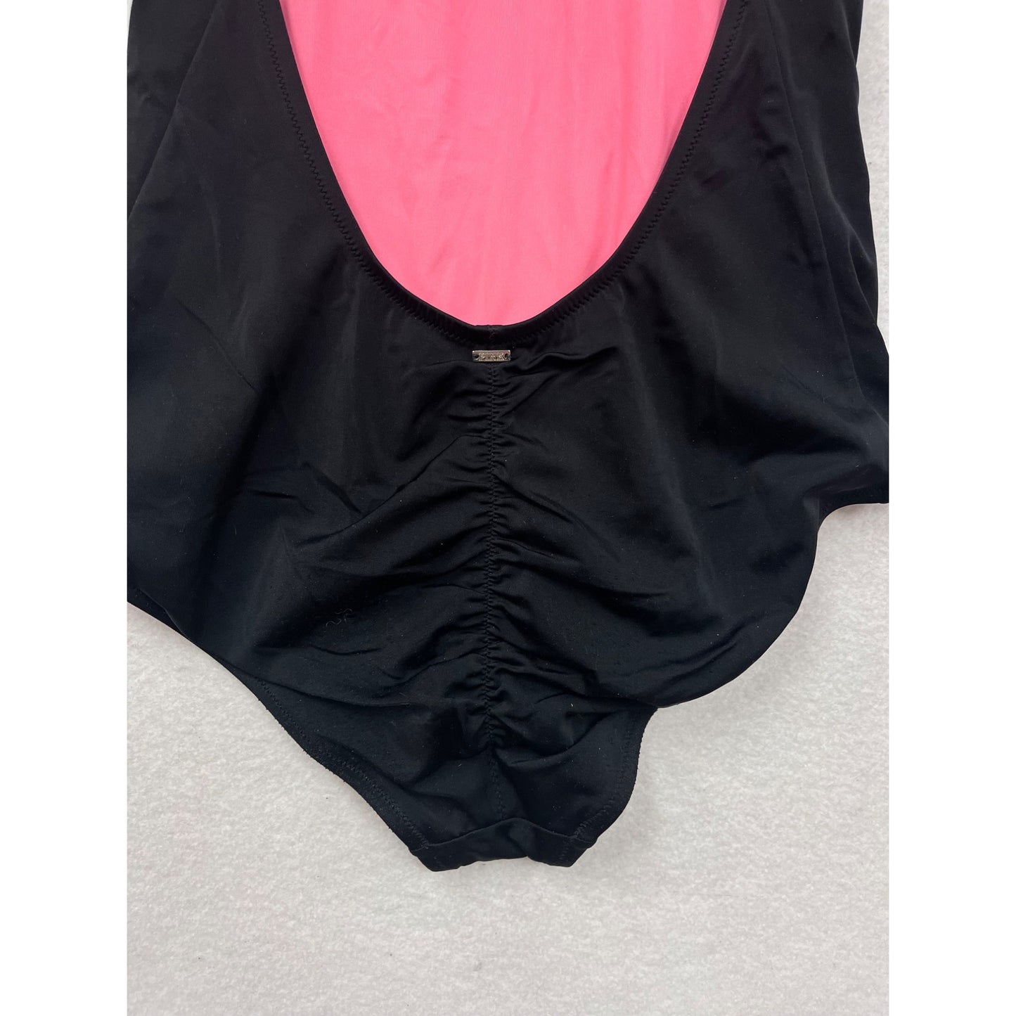 Black Halter One-Piece Swimsuit With Pink Lining Womens Size L By PINK #59A