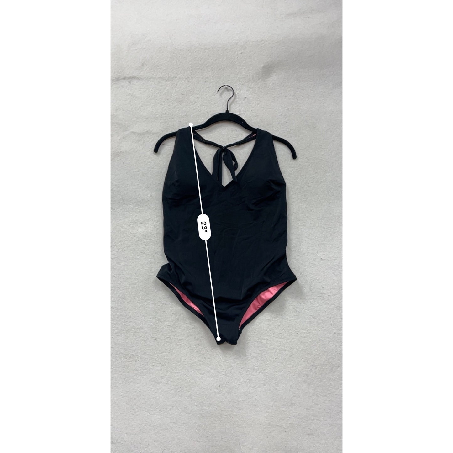 Black Halter One-Piece Swimsuit With Pink Lining Womens Size L By PINK #59A