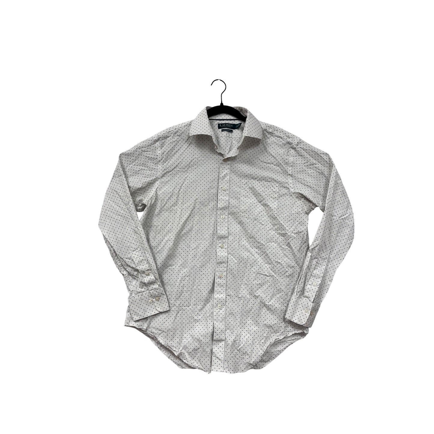 Lauren Ralph Lauren Mens Classic Fit White Button-Up Shirt With Navy Polka Dots Size 16 #6914