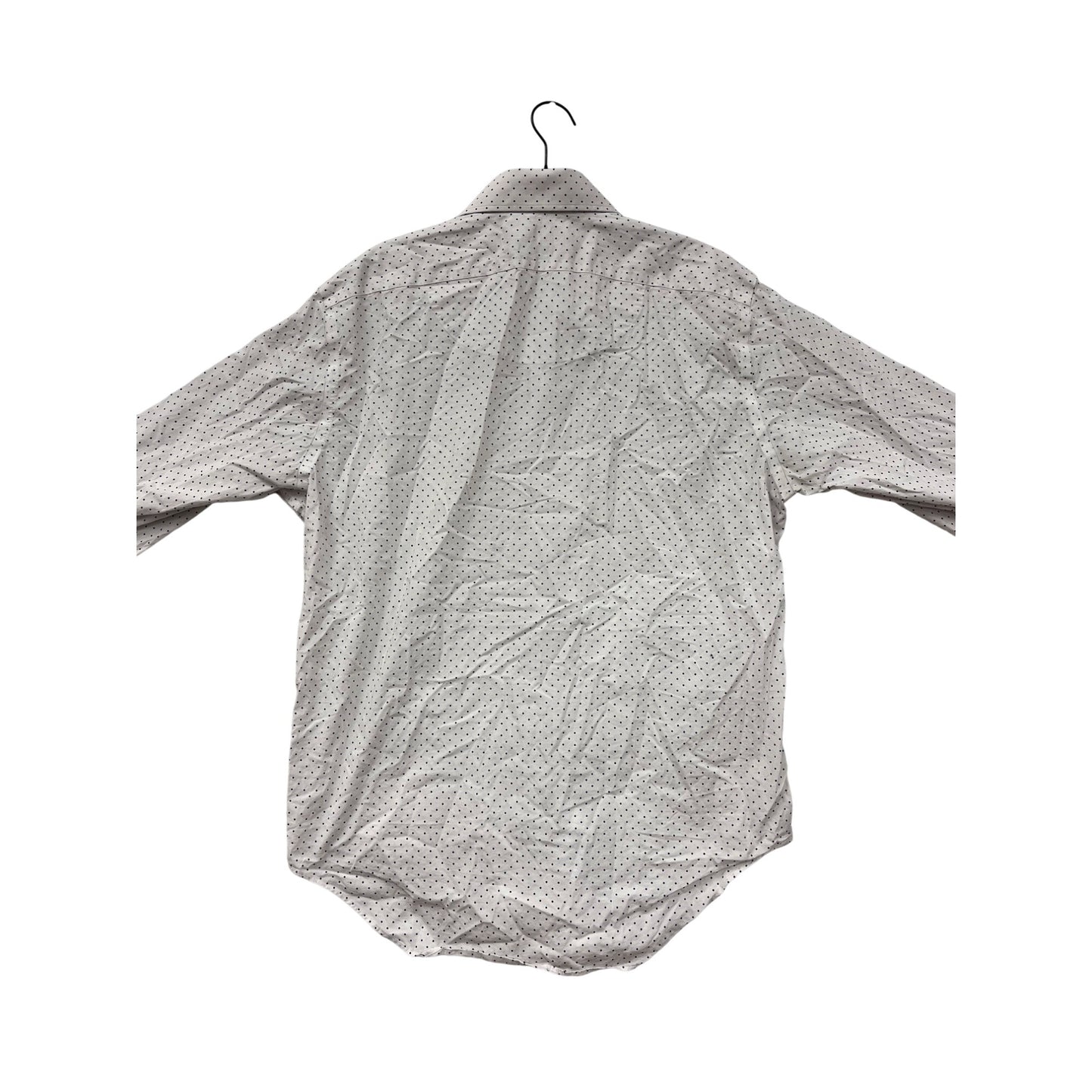 Lauren Ralph Lauren Mens Classic Fit White Button-Up Shirt With Navy Polka Dots Size 16 #6914