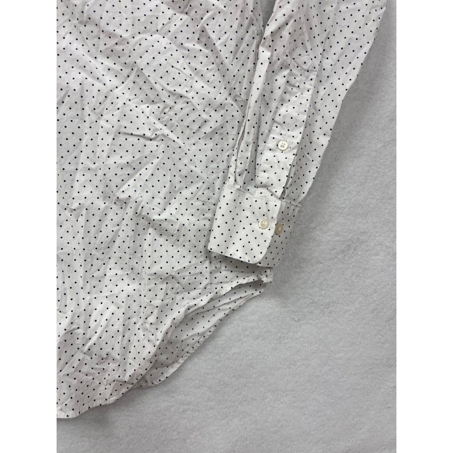 Lauren Ralph Lauren Mens Classic Fit White Button-Up Shirt With Navy Polka Dots Size 16 #6914
