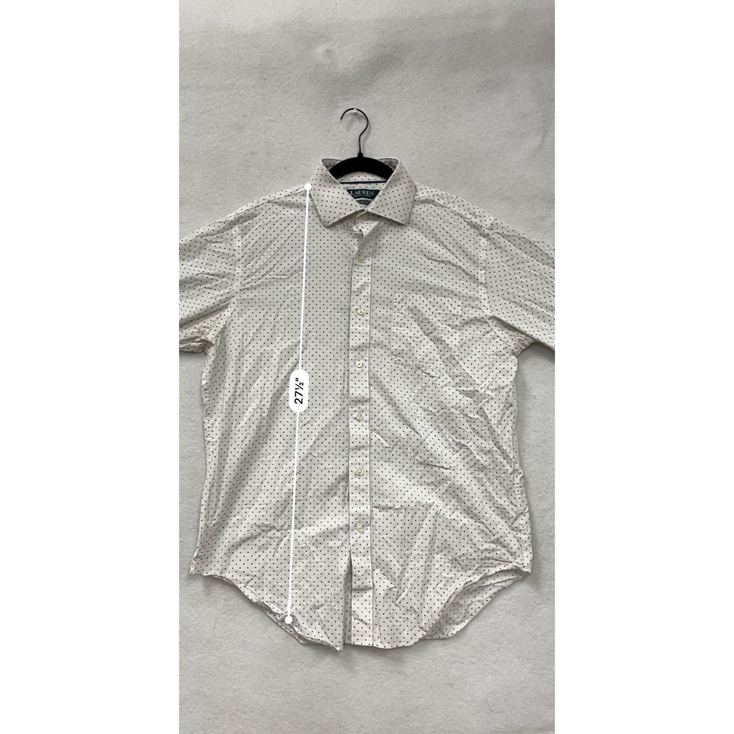 Lauren Ralph Lauren Mens Classic Fit White Button-Up Shirt With Navy Polka Dots Size 16 #6914