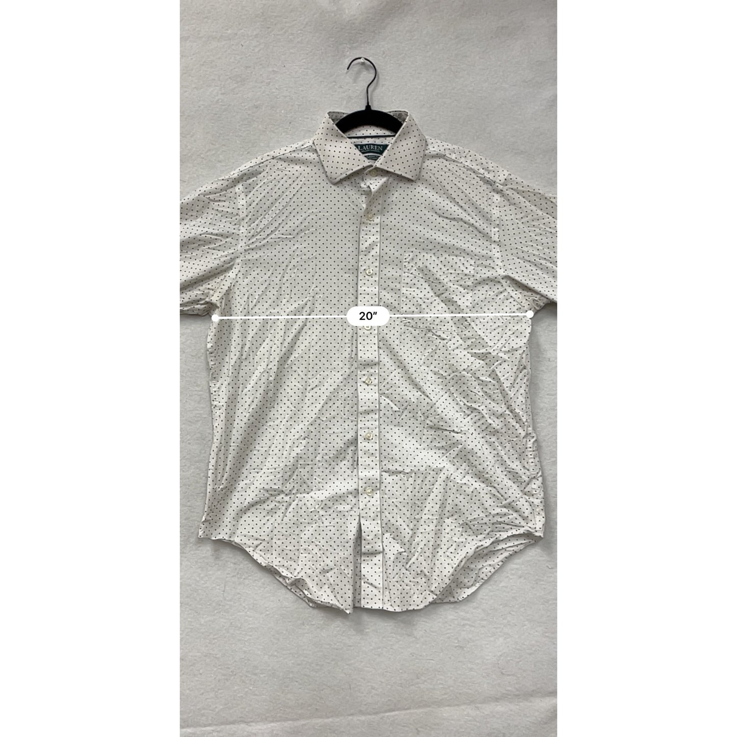 Lauren Ralph Lauren Mens Classic Fit White Button-Up Shirt With Navy Polka Dots Size 16 #6914