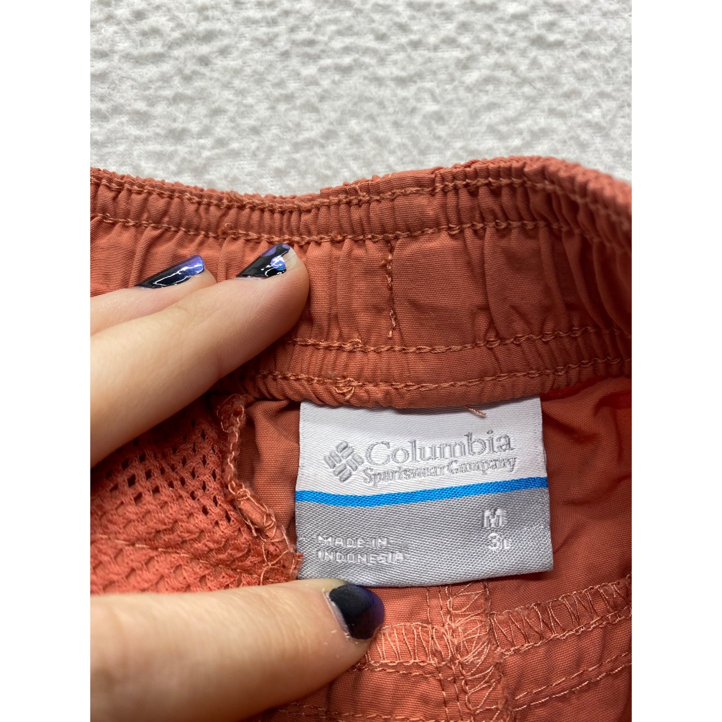 Columbia Womens Medium Orange Nylon Shorts With Elastic Waist #7333
