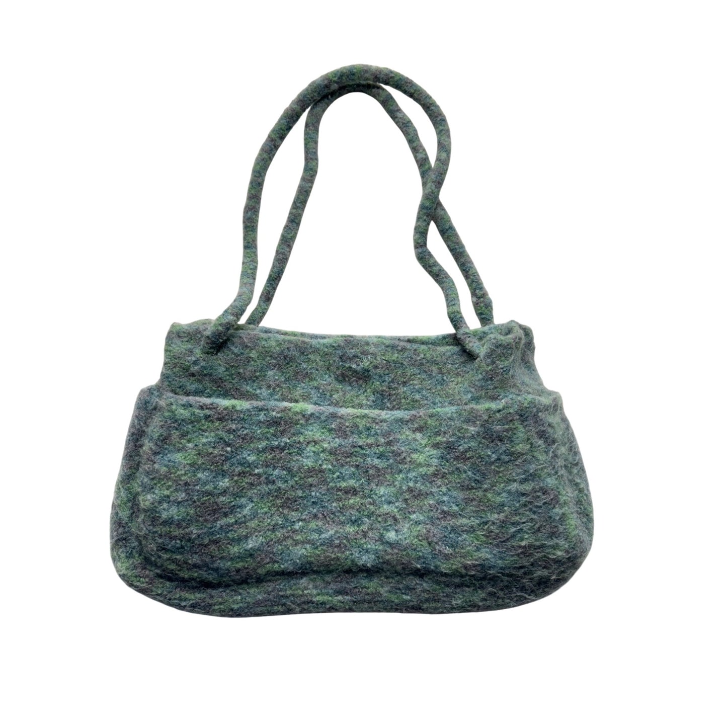 Handmade Wool Shoulder Bag With Button Closure#7613