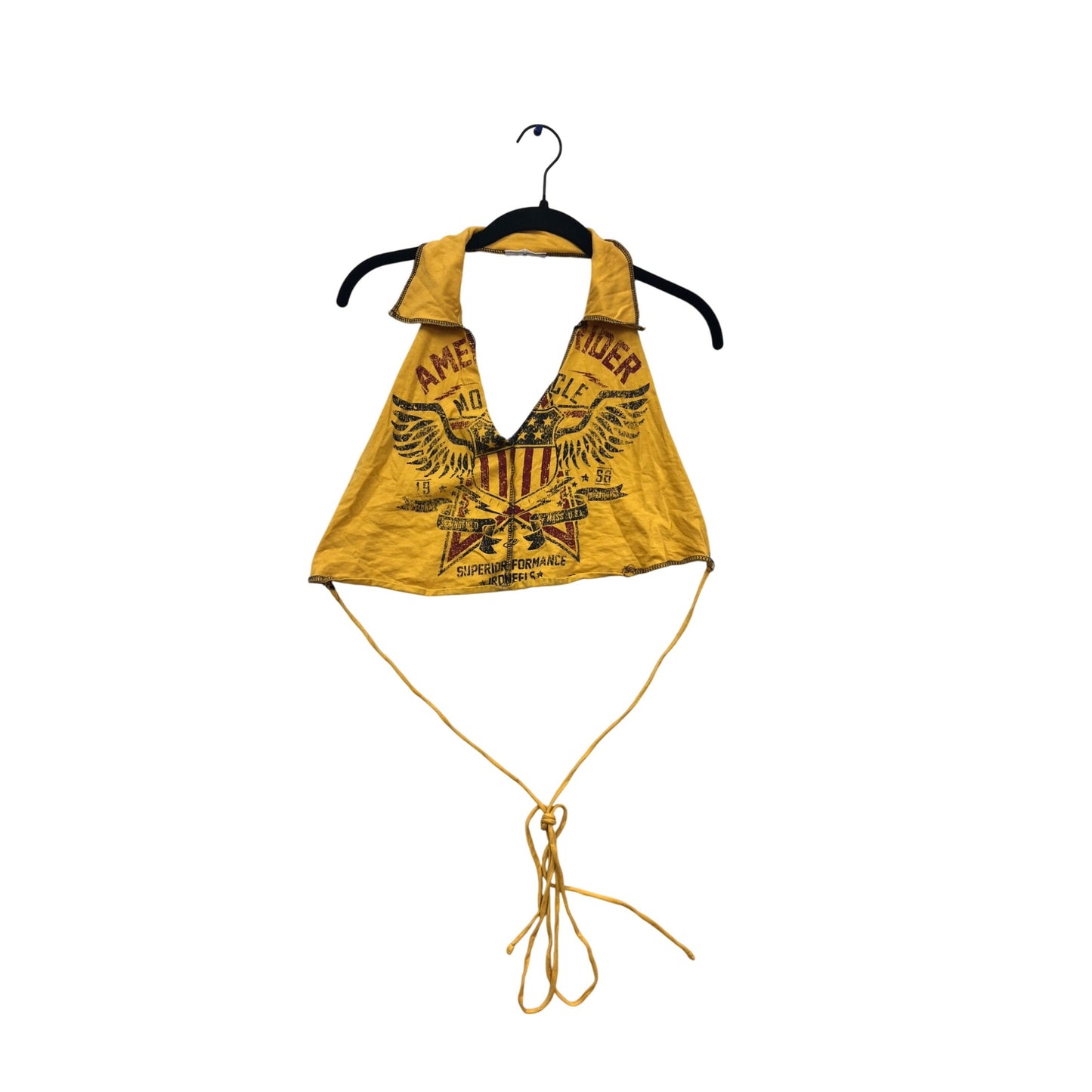 Yellow American Rider Halter Crop Top With Tie Back #806A