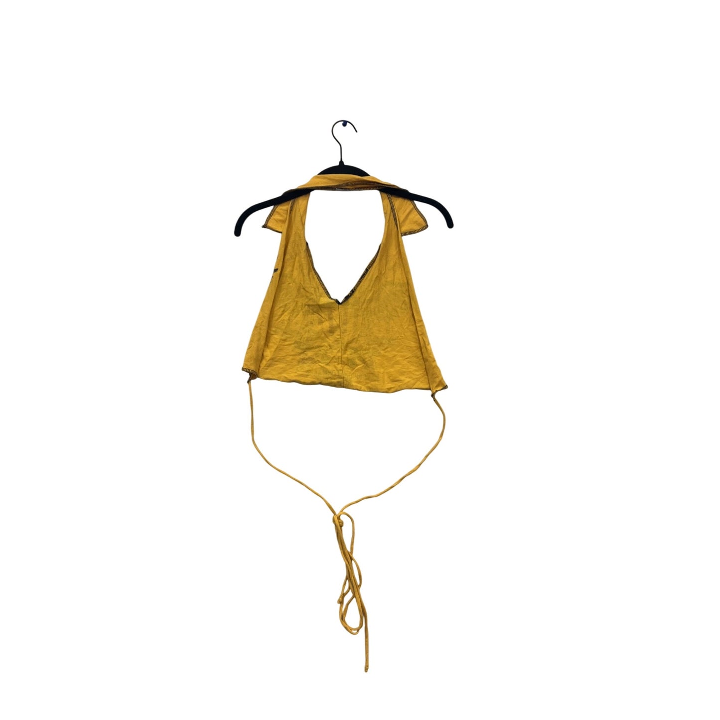 Yellow American Rider Halter Crop Top With Tie Back #806A