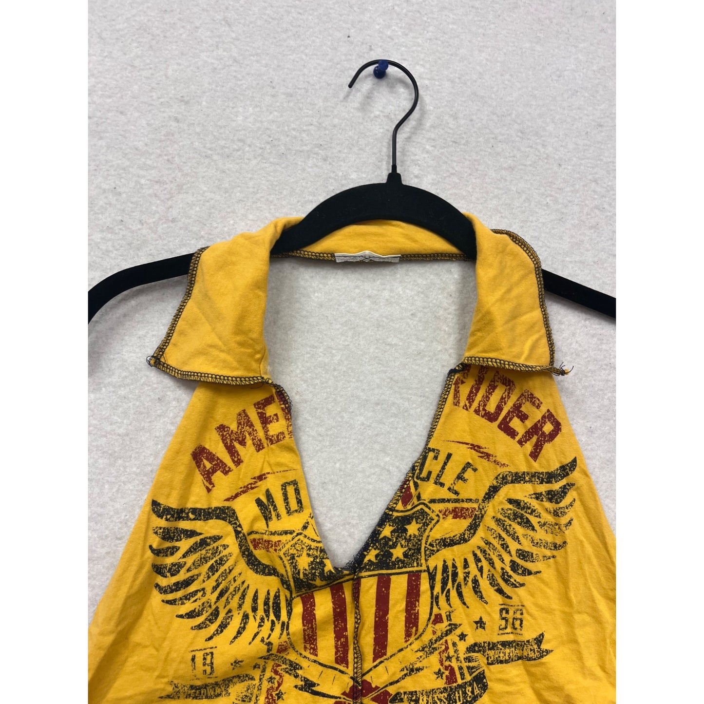 Yellow American Rider Halter Crop Top With Tie Back #806A