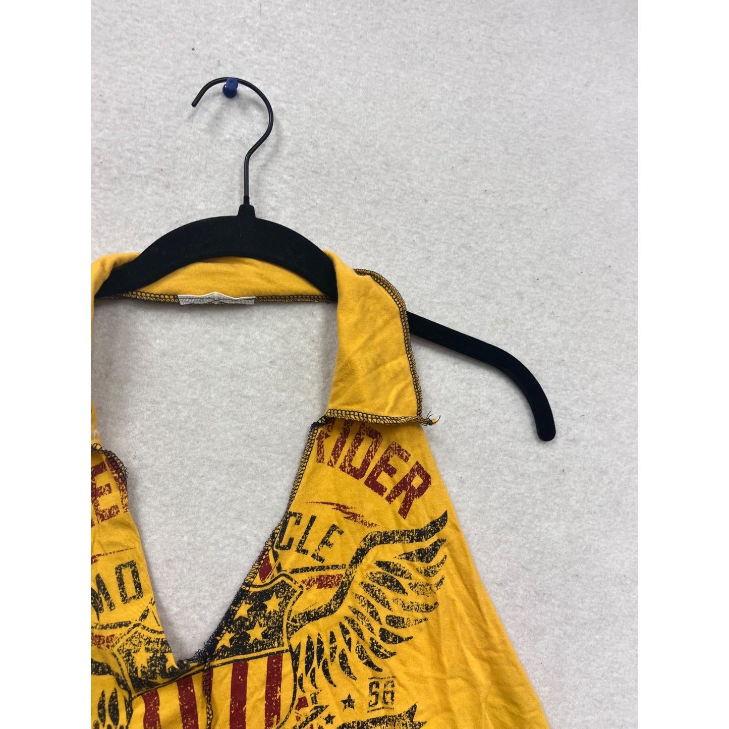 Yellow American Rider Halter Crop Top With Tie Back #806A