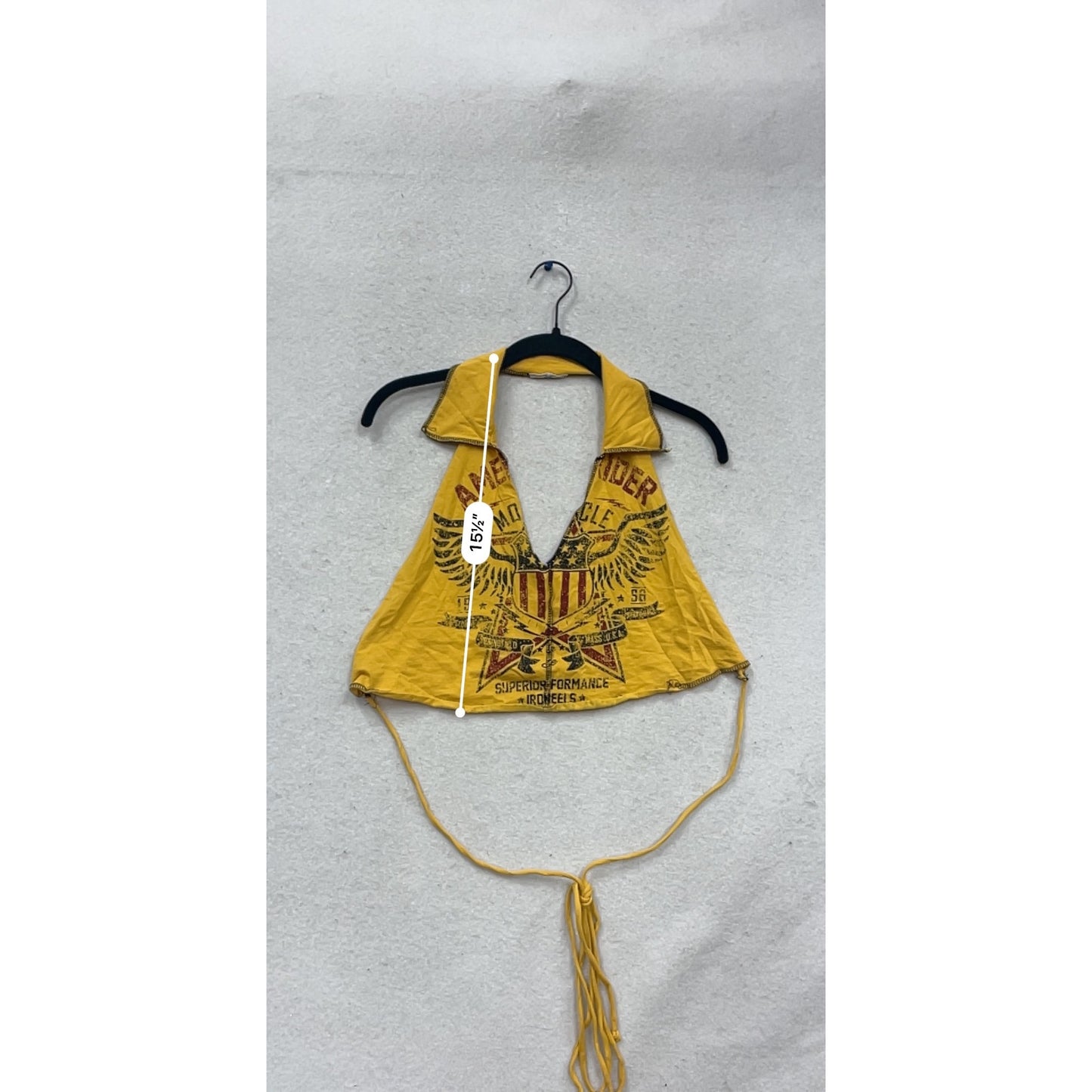 Yellow American Rider Halter Crop Top With Tie Back #806A