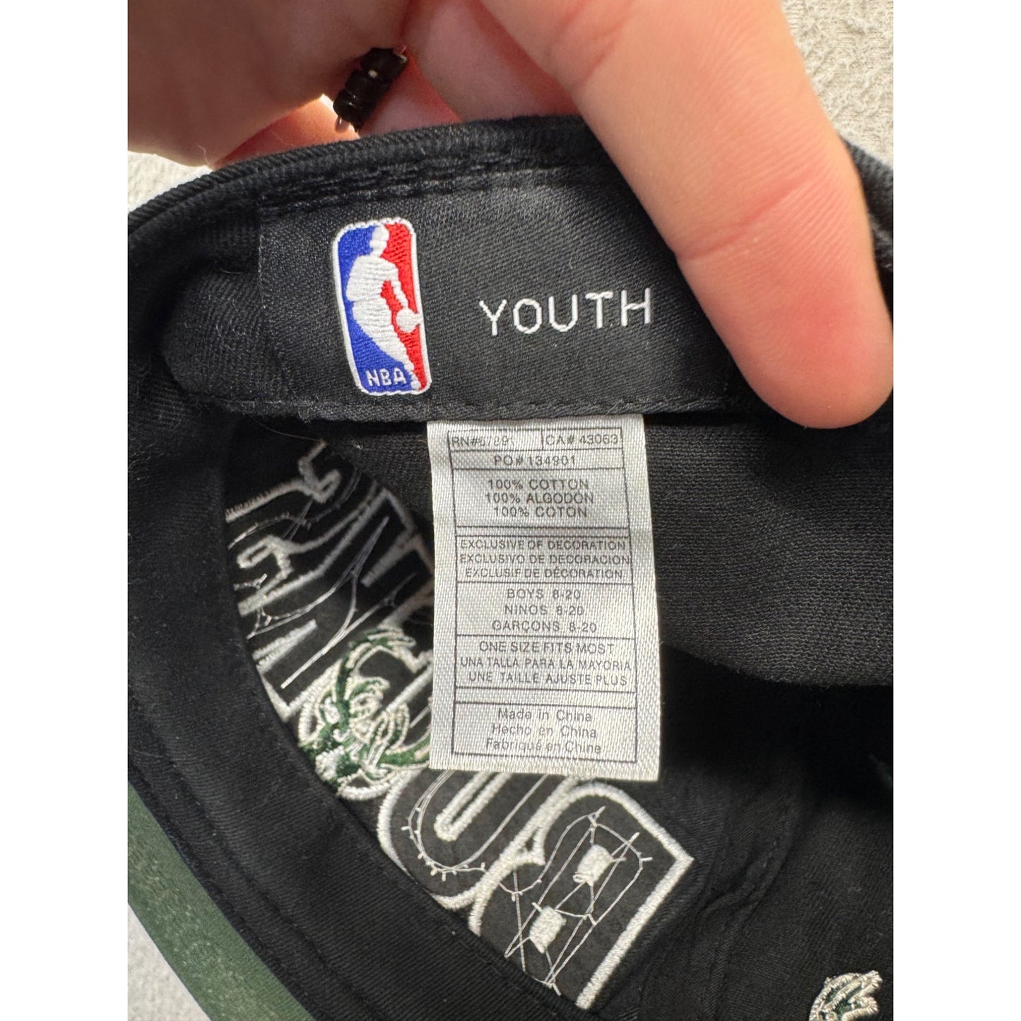Milwaukee Bucks Youth Snapback Hat Black & Green NBA Cotton Adjustable Cap #9759