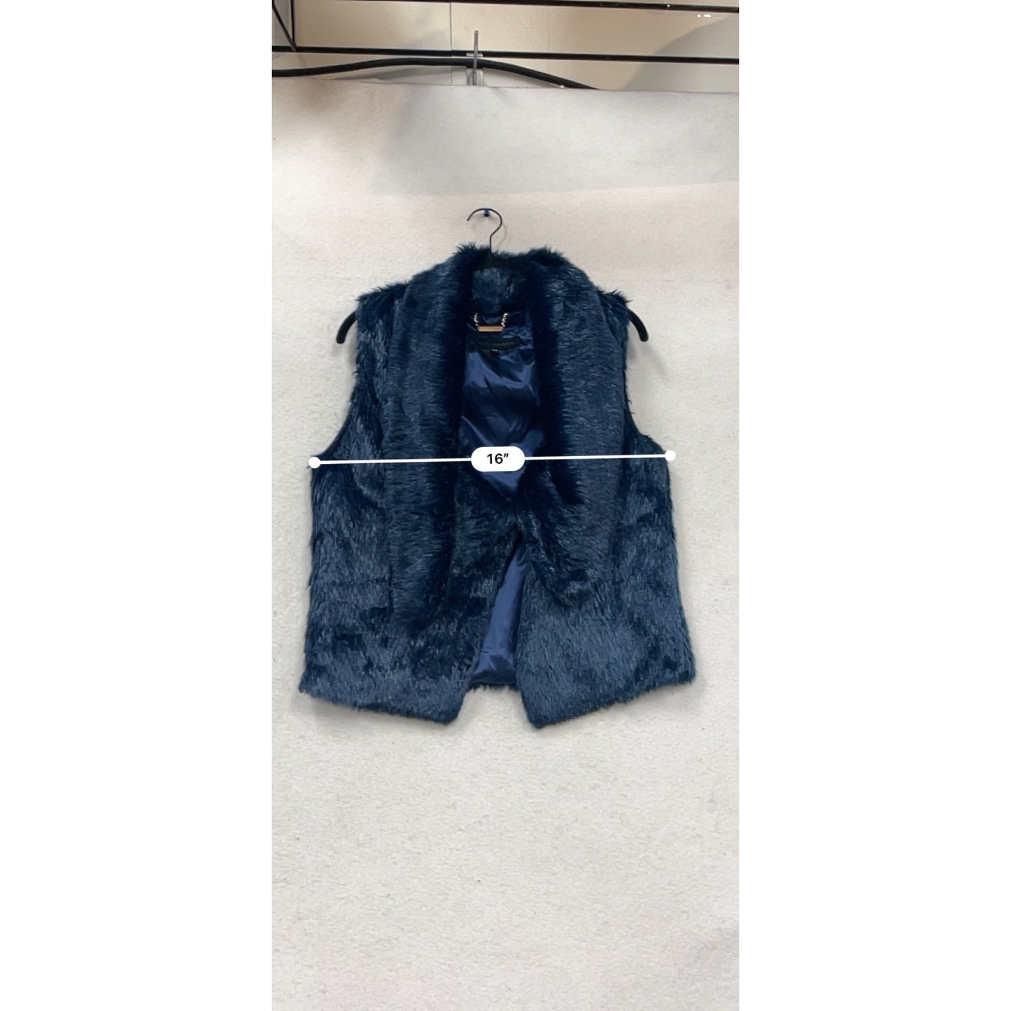 Steve Madden Navy Blue Faux Fur Vest M #974A