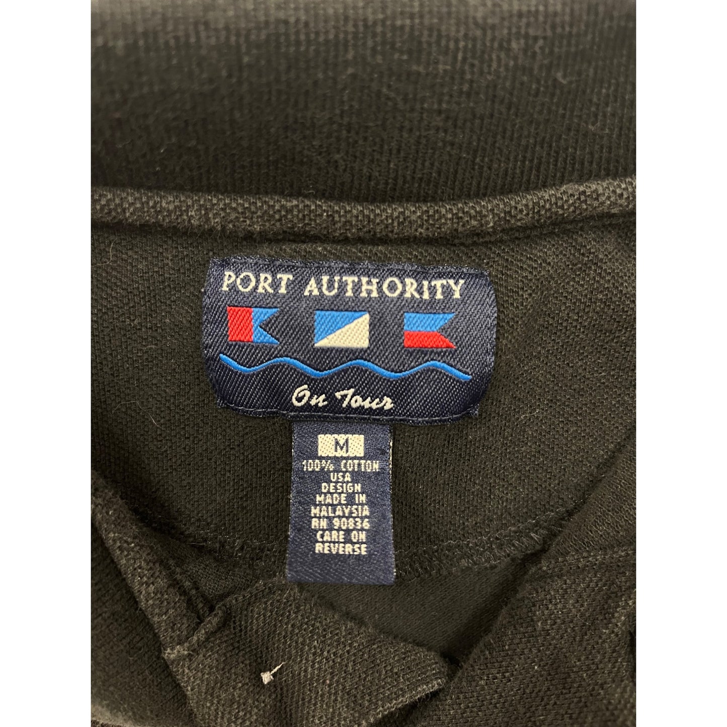 Men’s Medium Minnesota Wild Black Long-Sleeve Polo Shirt By Port Authority Embroidered Logo Wells Fargo Patch