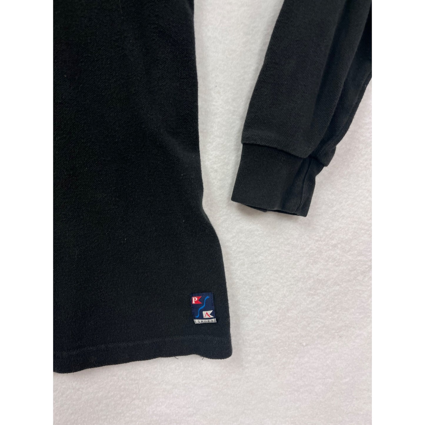 Men’s Medium Minnesota Wild Black Long-Sleeve Polo Shirt By Port Authority Embroidered Logo Wells Fargo Patch