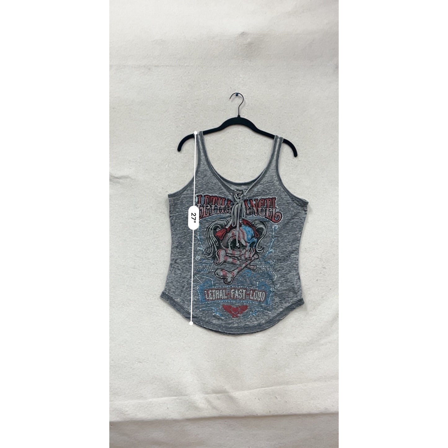 Lethal Angel Gray Graphic Tank Top Size 2X #807A