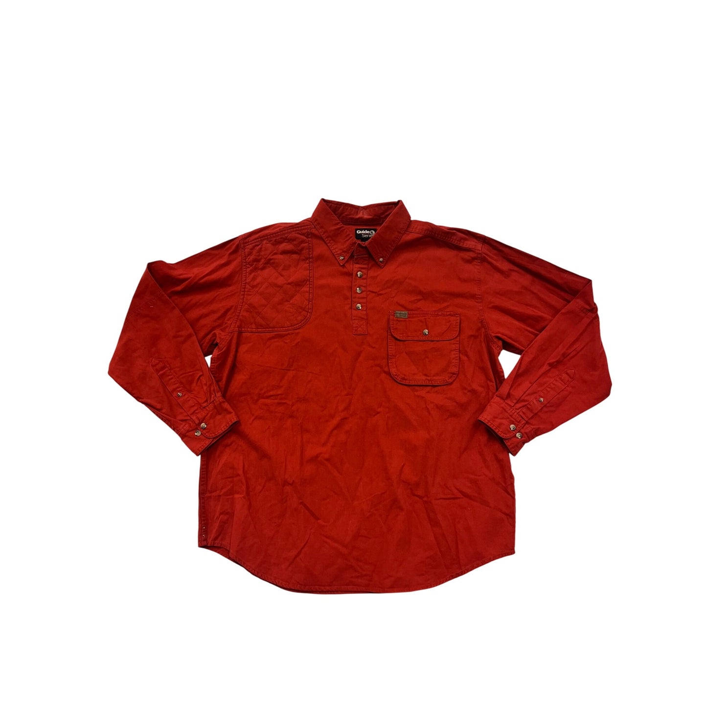 Mens Guide Series Red Button-Up Shirt XL 100% Cotton Long Sleeve #6340