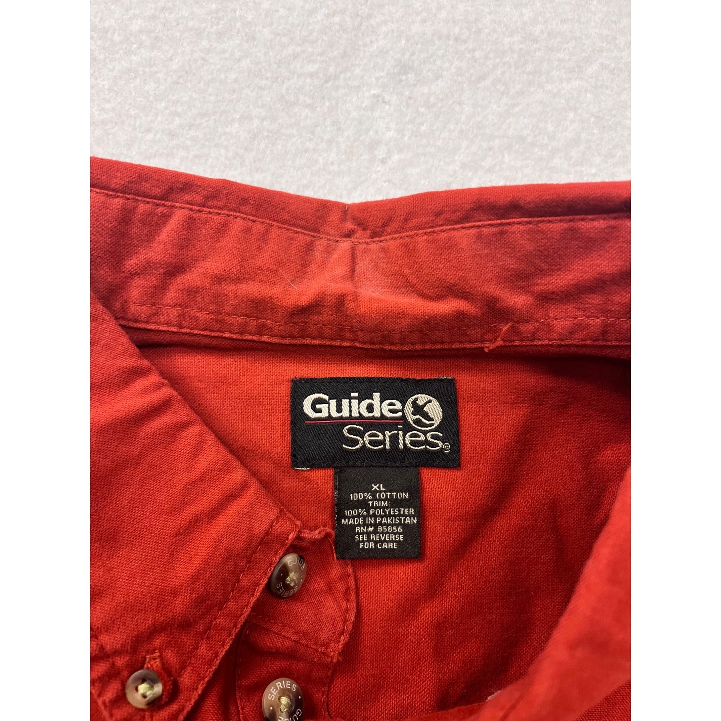 Mens Guide Series Red Button-Up Shirt XL 100% Cotton Long Sleeve #6340