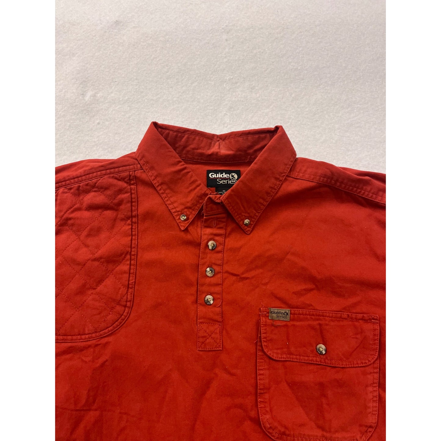 Mens Guide Series Red Button-Up Shirt XL 100% Cotton Long Sleeve #6340