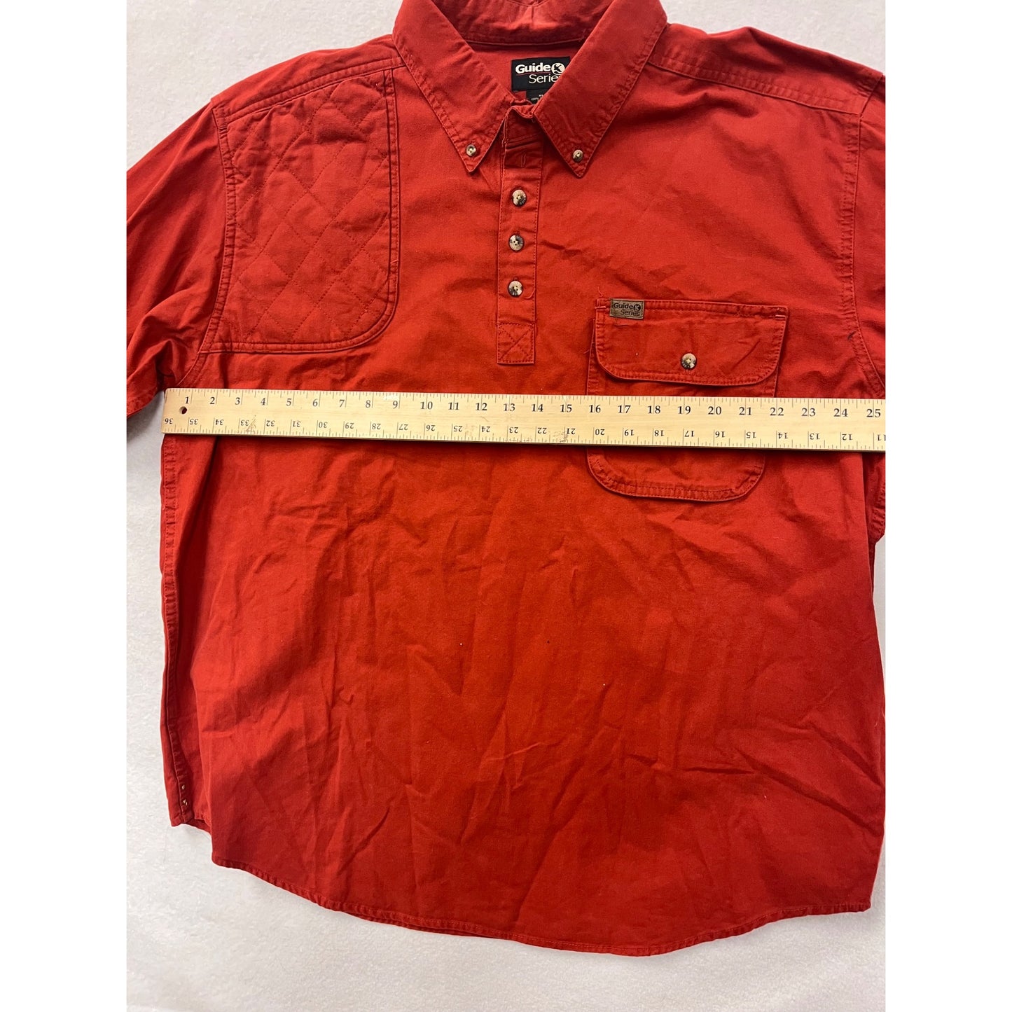 Mens Guide Series Red Button-Up Shirt XL 100% Cotton Long Sleeve #6340