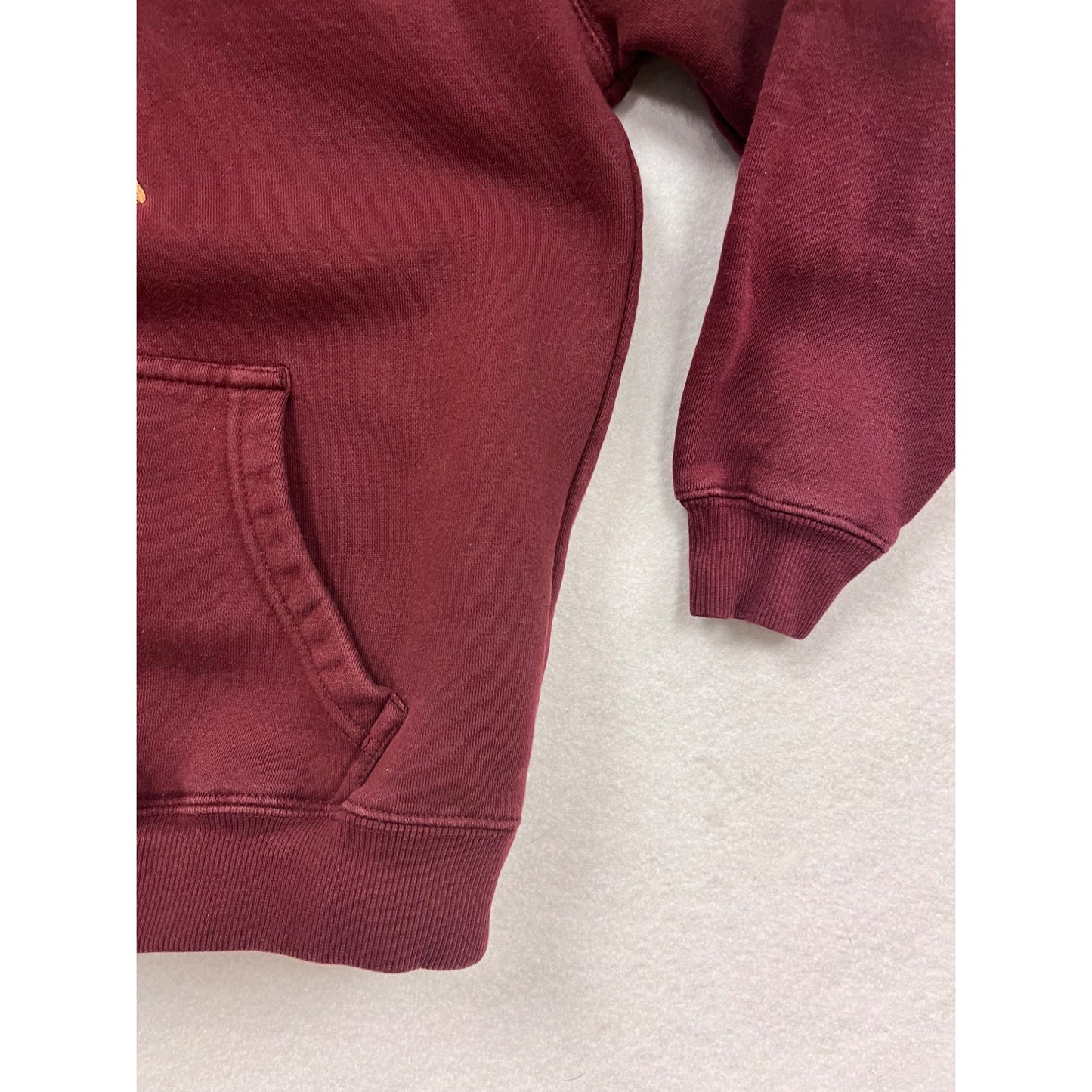 University Of Minnesota Boys Large Maroon Hoodie Sweatshirt With Kangaroo Pocket & Yellow Drawstrings #6239