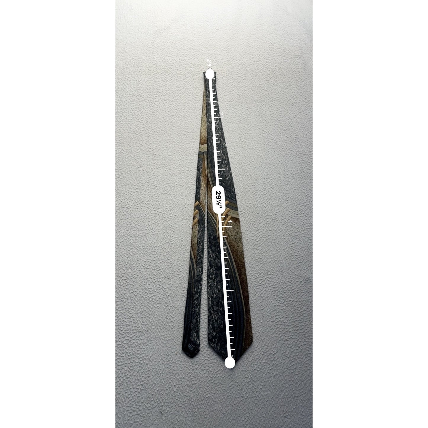 Croft & Barrow All Silk Tie With Abstract Gold & Gray Design #9113