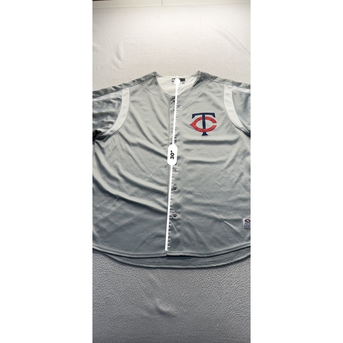 Minnesota Twins Gray Button-Up Baseball Jersey 2XL True Fan Series #7808